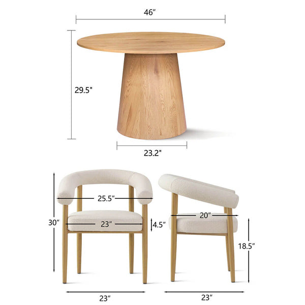 5-Pieces Round Dining Table Sets - Wooden Bazar
