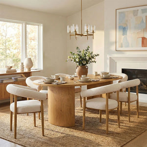 6 Seater  Oval Dining Table Sets - Wooden Bazar