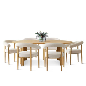 6 Seater  Oval Dining Table Sets - Wooden Bazar