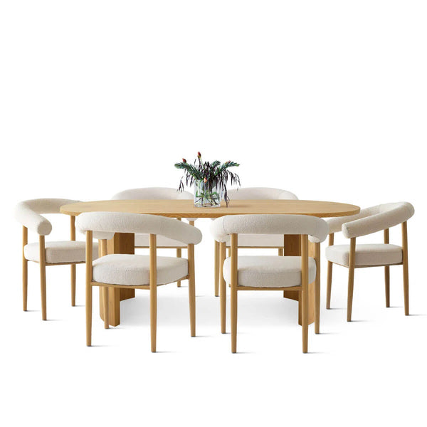 6 Seater  Oval Dining Table Sets - Wooden Bazar