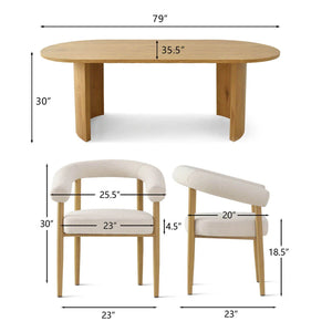 6 Seater  Oval Dining Table Sets - Wooden Bazar