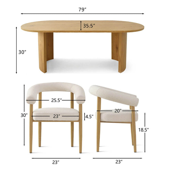 6 Seater  Oval Dining Table Sets - Wooden Bazar