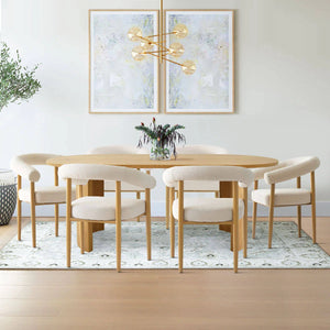 6 Seater  Oval Dining Table Sets - Wooden Bazar