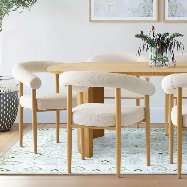 6 Seater  Oval Dining Table Sets - Wooden Bazar