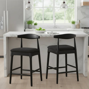 Solid Wood Bar Stool With Footrest 2 Packs 20'' Height (Set of 2)  Wooden Bazar