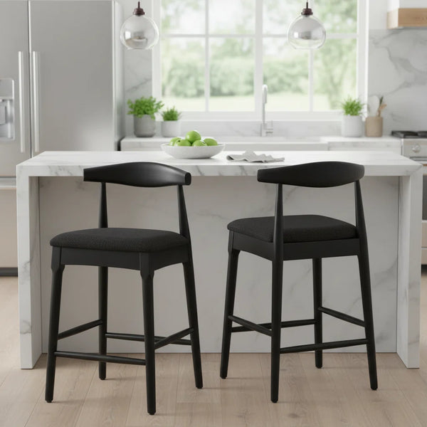 Solid Wood Bar Stool With Footrest 2 Packs 20'' Height (Set of 2)  Wooden Bazar