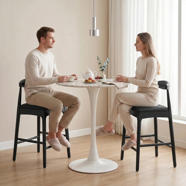 Solid Wood Bar Stool With Footrest 2 Packs 20'' Height (Set of 2)  Wooden Bazar