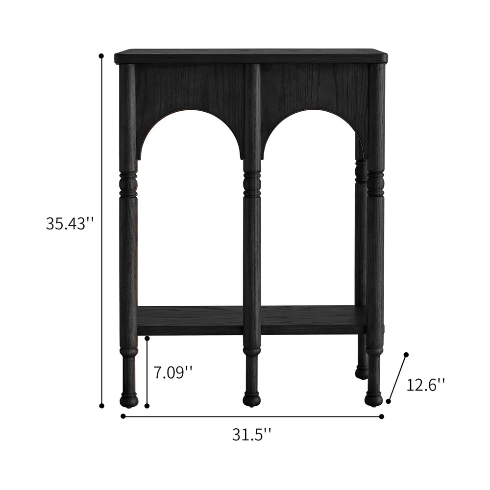 Solid Wood Console Table with Shelves & Storage  Wooden Bazar