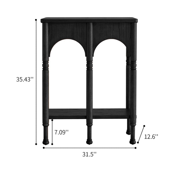 Solid Wood Console Table with Shelves & Storage  Wooden Bazar
