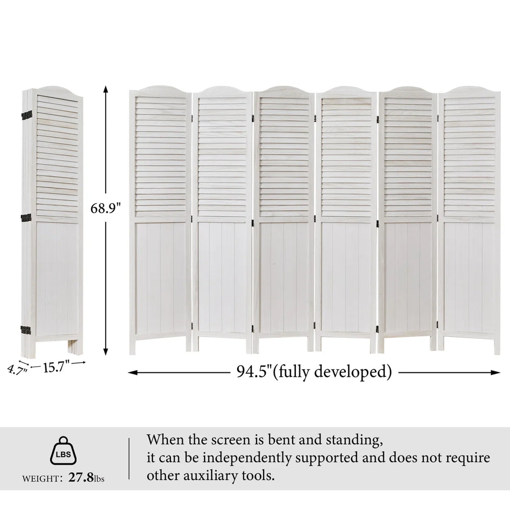 Solid Wood Folding Louvered Privacy Screen Room Divider Partition  Wooden Bazar
