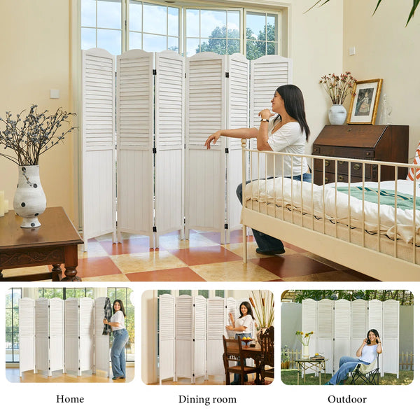 Solid Wood Folding Louvered Privacy Screen Room Divider Partition  Wooden Bazar