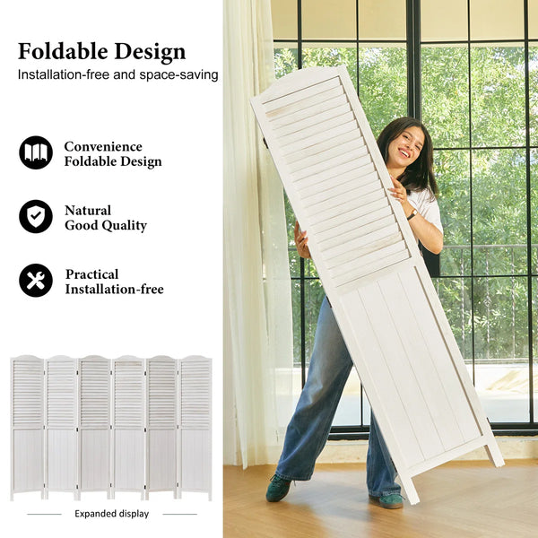 Solid Wood Folding Louvered Privacy Screen Room Divider Partition  Wooden Bazar