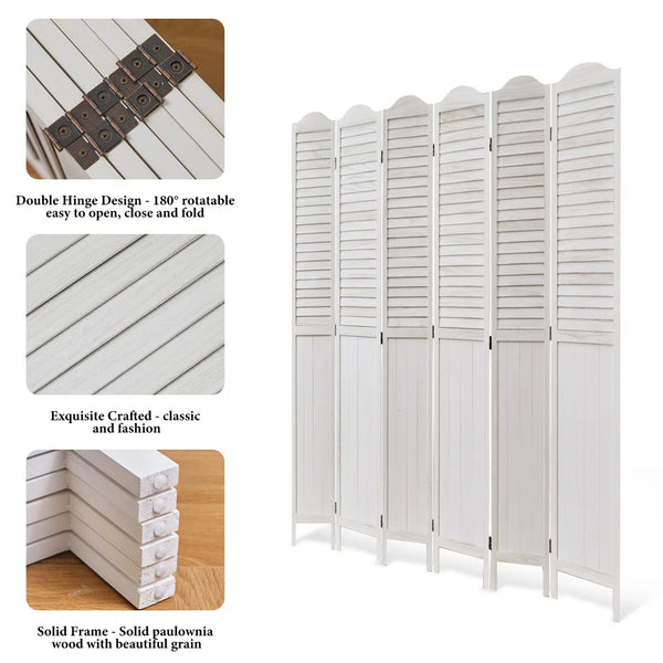 Solid Wood Folding Louvered Privacy Screen Room Divider Partition  Wooden Bazar