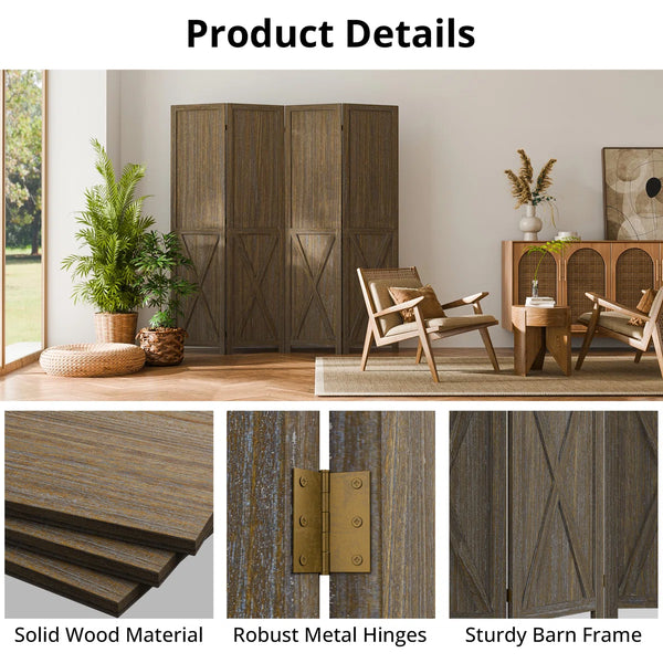 Folding Solid Wood Room Partition  Wooden Bazar