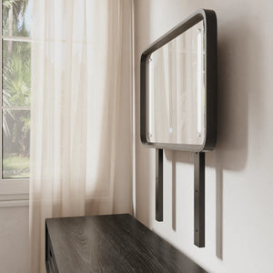 Solid Wood Makeup Vanity, Detachable Mirror, Adjustable Lighting, Equipped with Three Drawers  Wooden Bazar