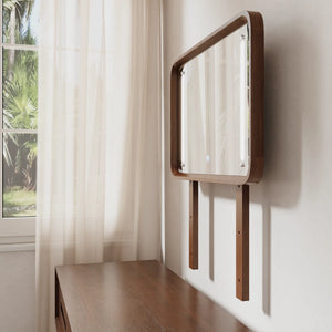 Solid Wood Makeup Vanity, Detachable Mirror, Adjustable Lighting, Equipped with Three Drawers  Wooden Bazar