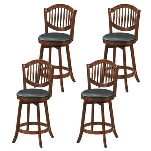 Swivel Bar Stools Set of 4, 25” Counter Height Barstools with Backrest & Wood Frame Expresso and Black  Wooden Bazar