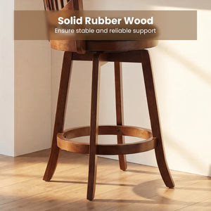 Swivel Bar Stools Set of 4, 25” Counter Height Barstools with Backrest & Wood Frame Expresso and Black  Wooden Bazar