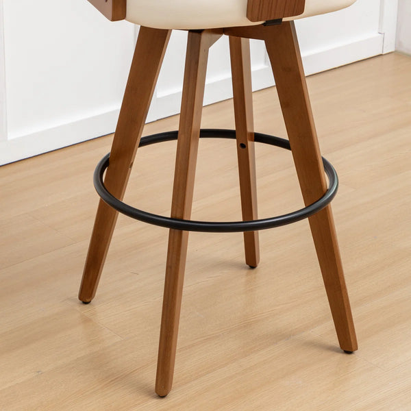 Swivel Upholstered Cane Back Bar Stools (Set of 2)  Wooden Bazar