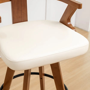 Swivel Upholstered Cane Back Bar Stools (Set of 2)  Wooden Bazar