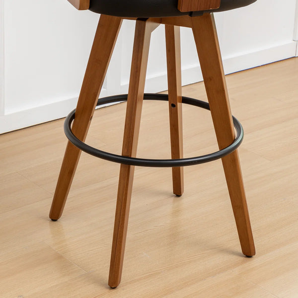 Swivel Upholstered Cane Back Bar Stools (Set of 2)  Wooden Bazar