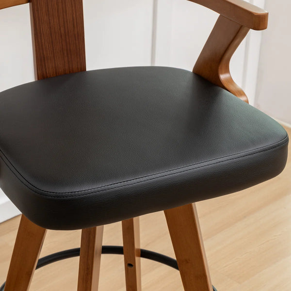 Swivel Upholstered Cane Back Bar Stools (Set of 2)  Wooden Bazar