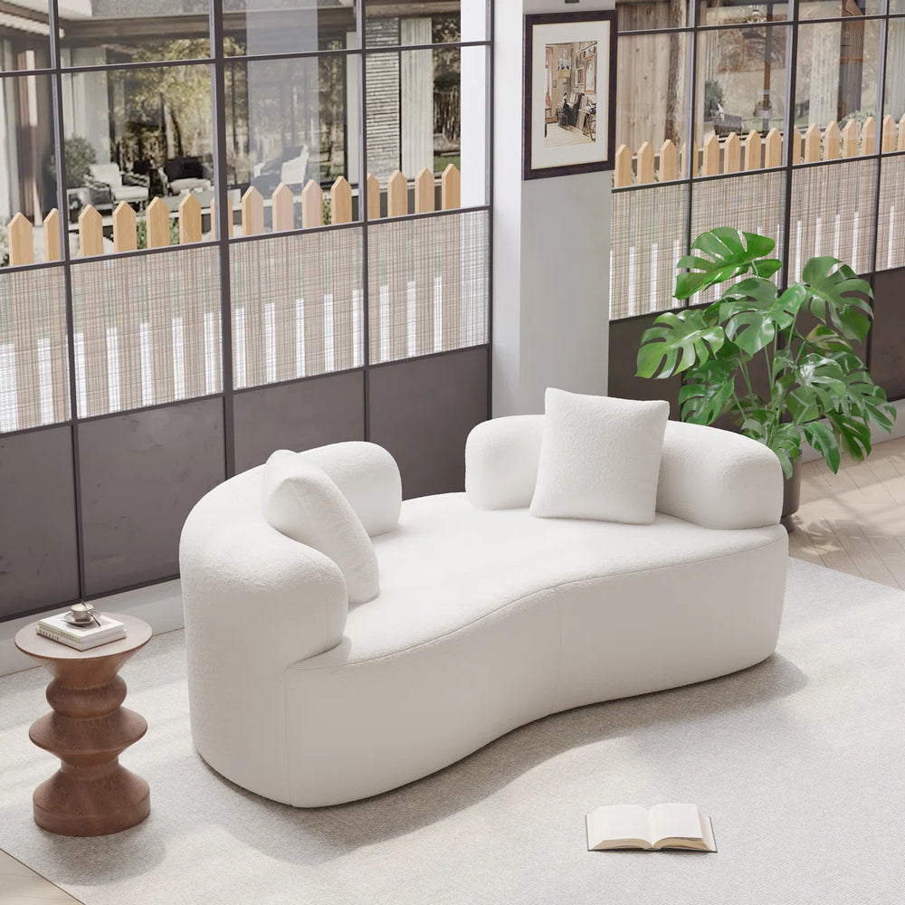 Teddy Upholstered Boneless Curved Lovesea  WOODEN bAZARt Sofa, No Assembly Required, Space-saving Design Wooden bazar