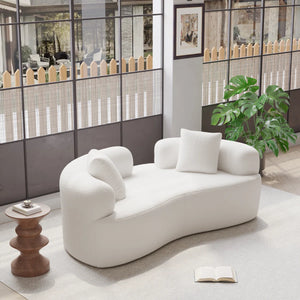 Teddy Upholstered Boneless Curved Lovesea  WOODEN bAZARt Sofa, No Assembly Required, Space-saving Design Wooden bazar