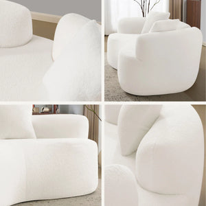 Teddy Upholstered Boneless Curved Lovesea  WOODEN bAZARt Sofa, No Assembly Required, Space-saving Design Wooden bazar