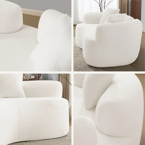 Teddy Upholstered Boneless Curved Lovesea  WOODEN bAZARt Sofa, No Assembly Required, Space-saving Design Wooden bazar