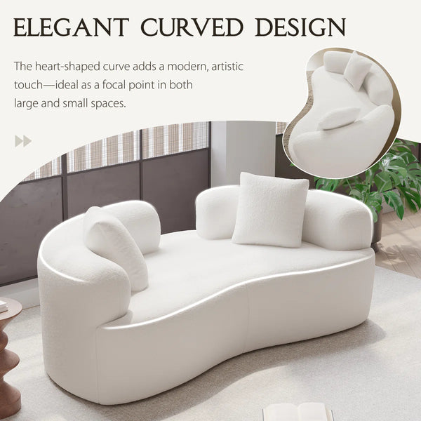 Teddy Upholstered Boneless Curved Lovesea  WOODEN bAZARt Sofa, No Assembly Required, Space-saving Design Wooden bazar