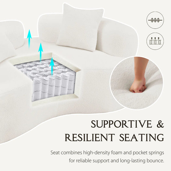 Teddy Upholstered Boneless Curved Lovesea  WOODEN bAZARt Sofa, No Assembly Required, Space-saving Design Wooden bazar