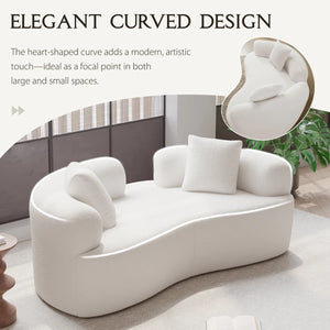 Teddy Upholstered Boneless Curved Loveseat Sofa, No Assembly Required, Space-saving Design  Wooden Bazar
