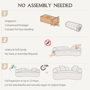 Teddy Upholstered Boneless Curved Lovesea  WOODEN bAZARt Sofa, No Assembly Required, Space-saving Design Wooden bazar