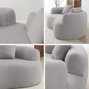 Teddy Upholstered Boneless Curved Loveseat Sofa, No Assembly Required, Space-saving Design  Wooden Bazar
