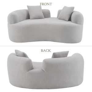 Teddy Upholstered Boneless Curved Loveseat Sofa, No Assembly Required, Space-saving Design  Wooden Bazar