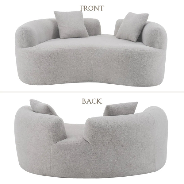 Teddy Upholstered Boneless Curved Loveseat Sofa, No Assembly Required, Space-saving Design  Wooden Bazar