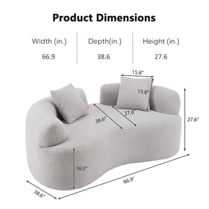 Teddy Upholstered Boneless Curved Loveseat Sofa, No Assembly Required, Space-saving Design  Wooden Bazar