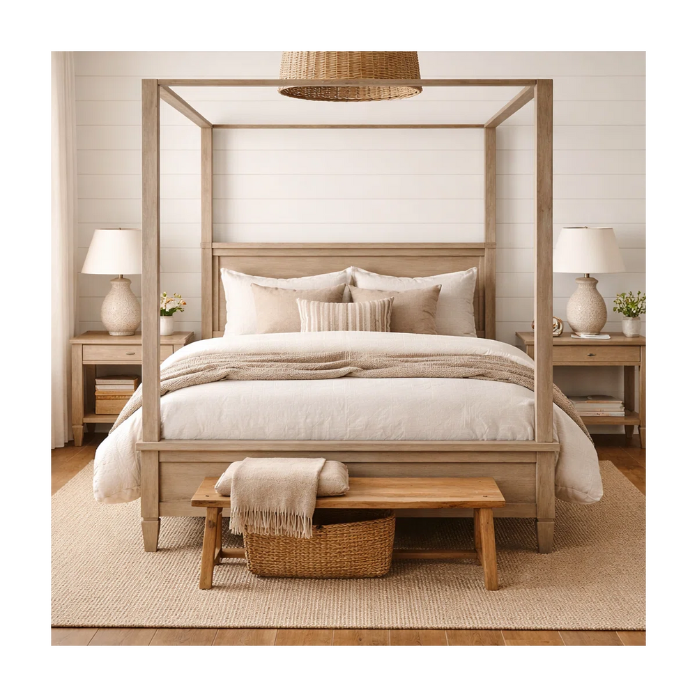 Barson Thickened Solid Wood Canopy Bed With Removable Canopy Frame