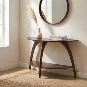Half Moon Console Table for Entryway, Hallway & Behind Sofa  Wooden Bazar