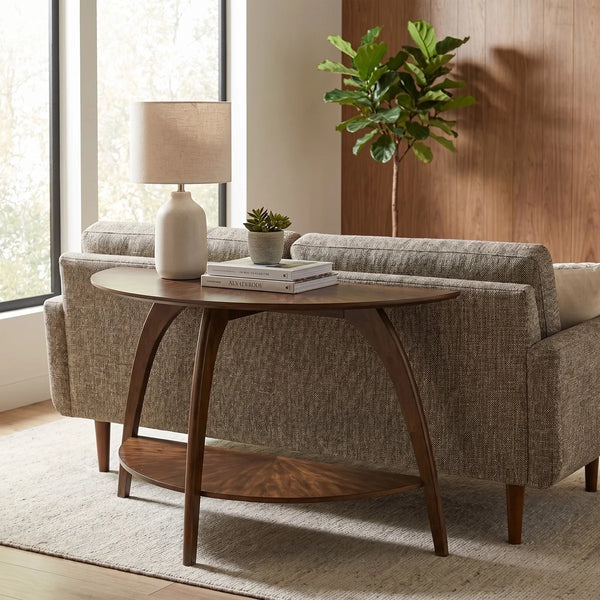 Half Moon Console Table for Entryway, Hallway & Behind Sofa  Wooden Bazar