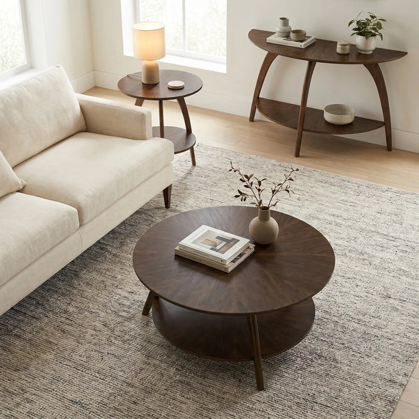 Half Moon Console Table for Entryway, Hallway & Behind Sofa  Wooden Bazar