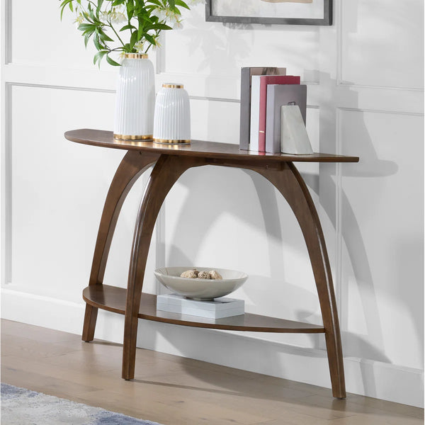 Half Moon Console Table for Entryway, Hallway & Behind Sofa  Wooden Bazar