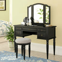 Torrance Modern Vanity Table with Mirror & Storage.  Wooden Bazar