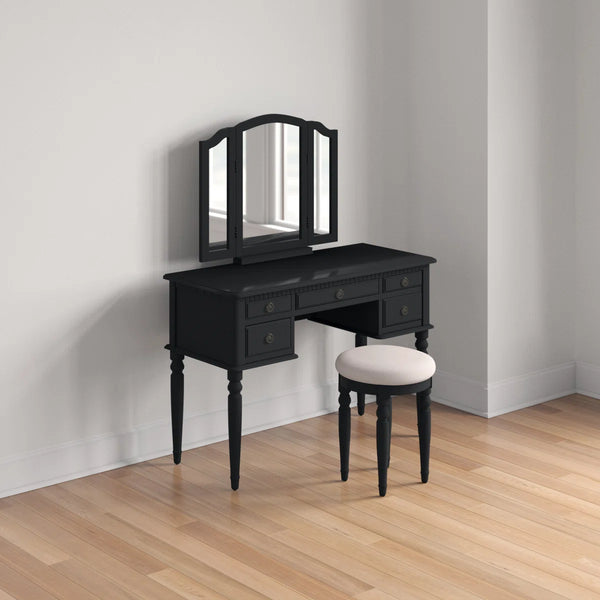 Torrance Modern Vanity Table with Mirror & Storage.  Wooden Bazar