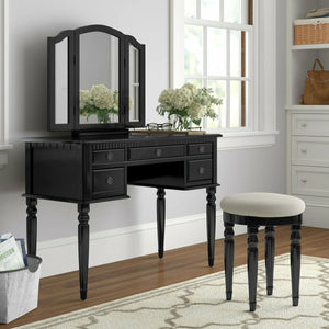 Torrance Modern Vanity Table with Mirror & Storage.  Wooden Bazar