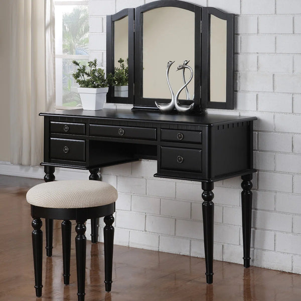 Torrance Modern Vanity Table with Mirror & Storage.  Wooden Bazar