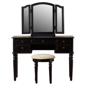 Torrance Modern Vanity Table with Mirror & Storage.  Wooden Bazar