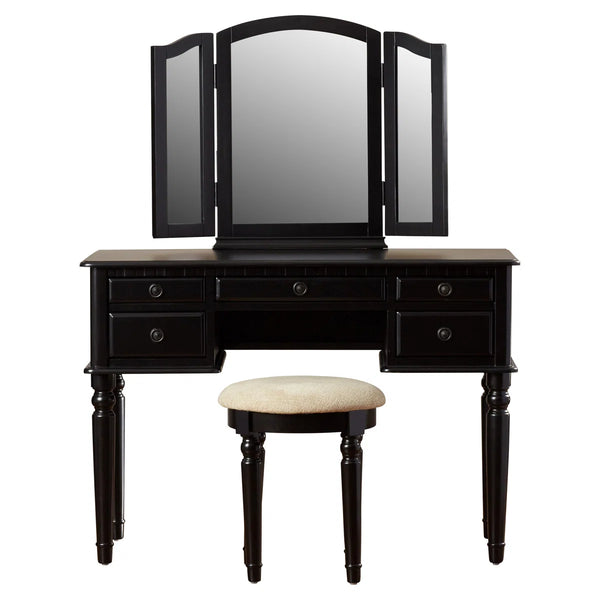 Torrance Modern Vanity Table with Mirror & Storage.  Wooden Bazar