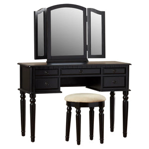 Torrance Modern Vanity Table with Mirror & Storage.  Wooden Bazar